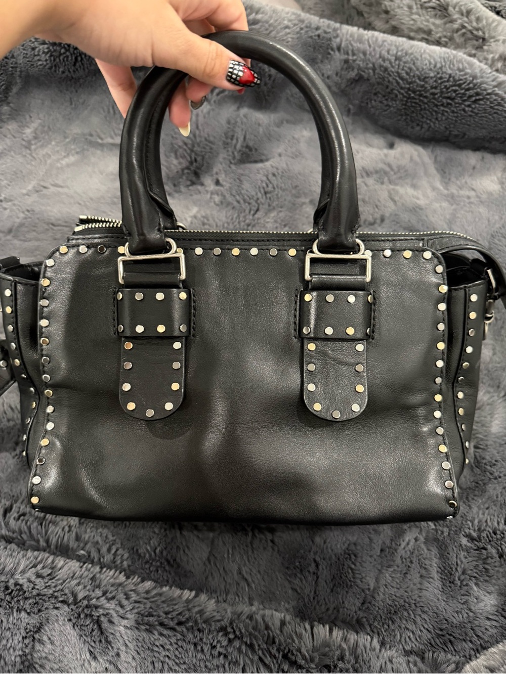 Rebecca Minkoff Studded Leather Satchel Handbag - Unbranded
